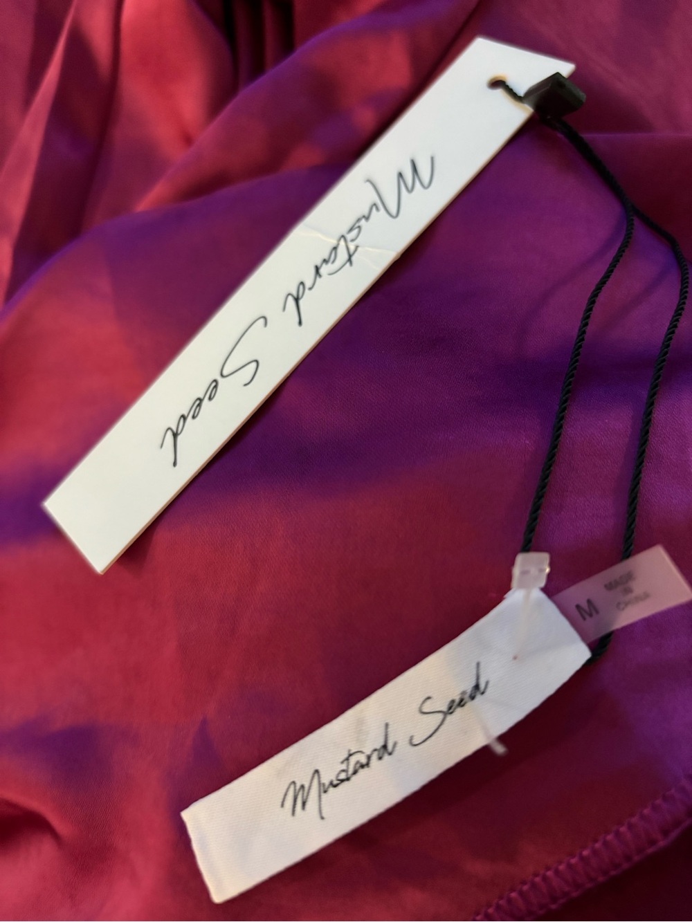NWT Mustard Seed Magenta Satin Cowl Neck Cutout Back Mini Dress M - Picture 4 of 5